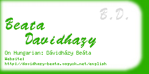 beata davidhazy business card